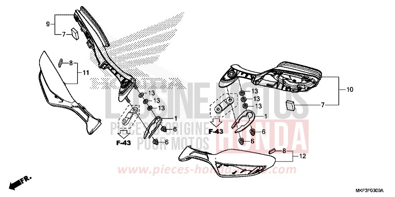 MIROIR (1) de CBR1000RR SP SP1 SP2 GRAND PRIX RED (R380X) 2018